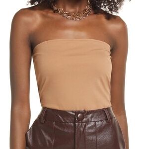 Nordstrom Open Edit Tube Top Rayon Blend Jersey Smoke Tan Tank NWOT